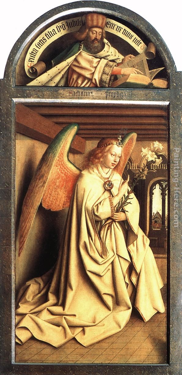 The Ghent Altarpiece Prophet Zacharias; Angel of the Annunciation painting - Jan van Eyck The Ghent Altarpiece Prophet Zacharias; Angel of the Annunciation art painting